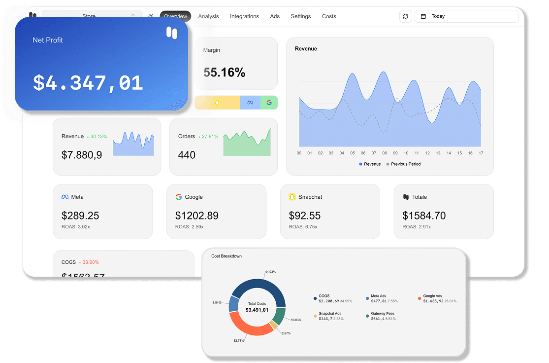 ProfitOne profit overview dashboard