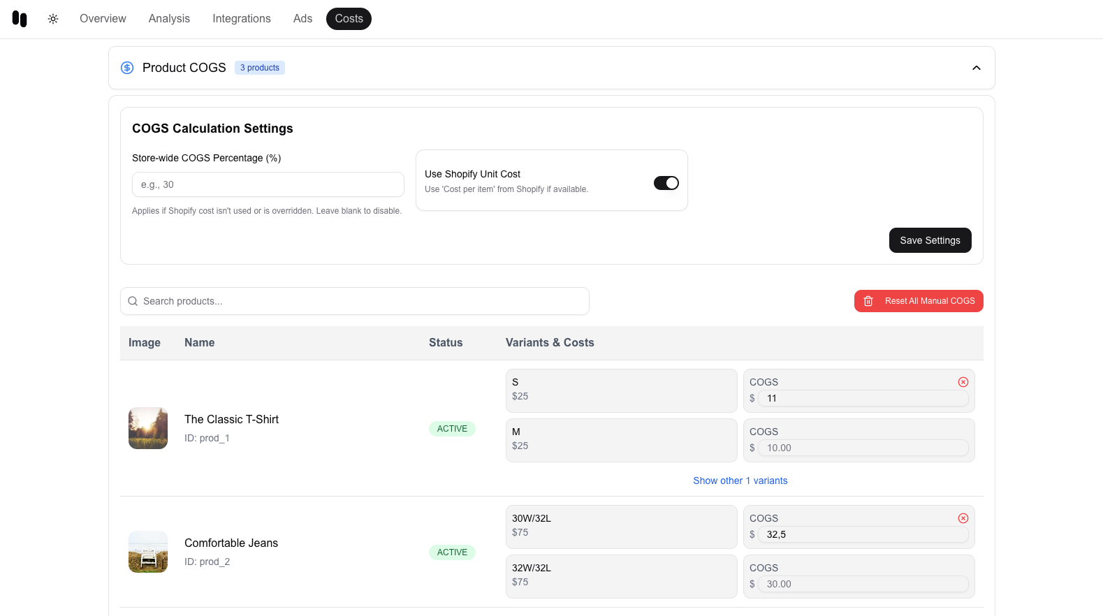 Cost Management Dashboard